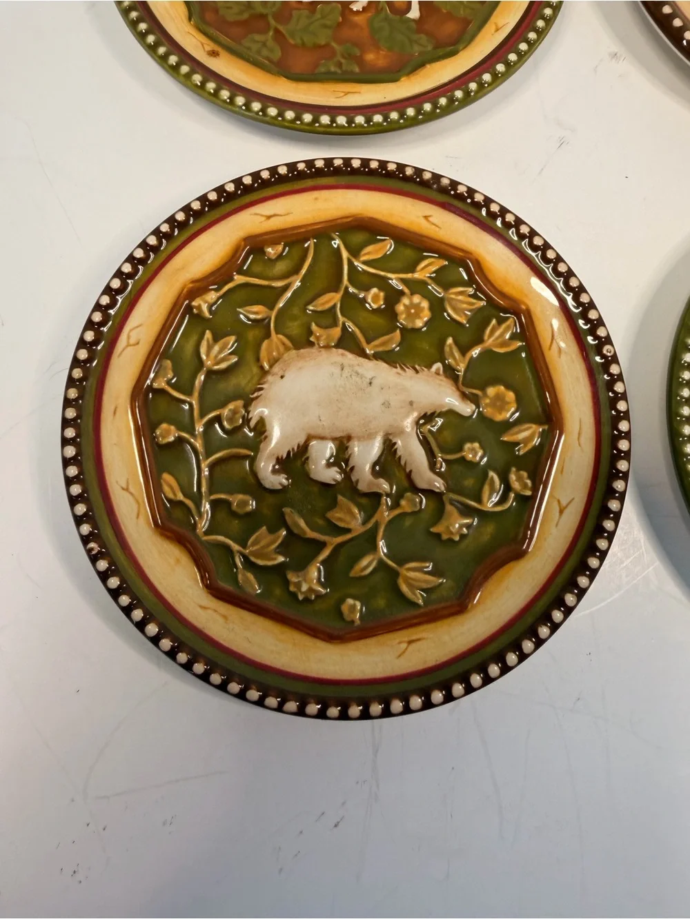 MWW Market Wildlife Embossed Salad Plates Set of 4